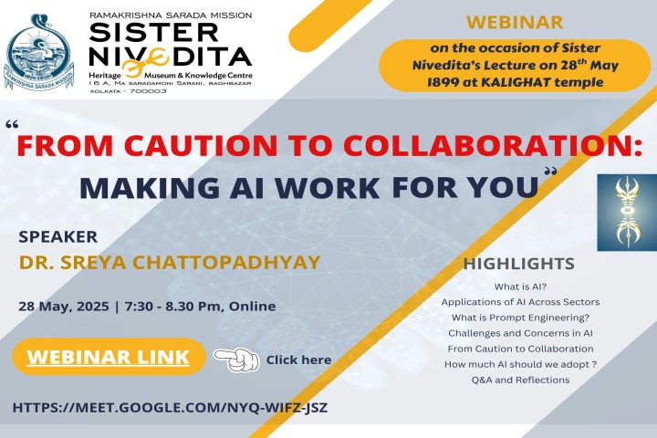 Webinar on AI to mark the occasion of Sister Nivedita`s Lecture on 28th May 1899